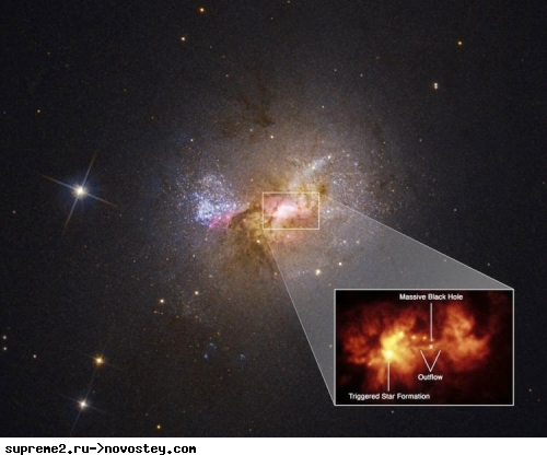 В карликовой галактике обнаружена чёрная дыра, порождающая молодые звёзды